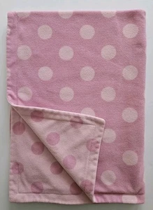 Amy Coe Pink Polka Dot Micro Fleece Baby Blanket Security Lovey Reversible - Picture 1 of 3