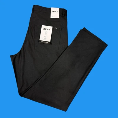 Pantalones DKNY Para Hombres Talla 34x32 Calce Ajustado Pierna Recta Rendimiento Negros 5 Bolsillos Foto 1 de 4