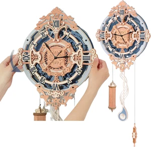 Puzzle 3D Legno Orologio a Pendolo Modellismo Da Costruire Adulti Romantic Notes - Foto 1 di 12