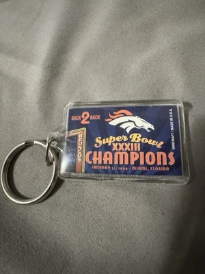 Denver Broncos Super Bowl XXXIII Vintage Acrylic Key Ring NFL - Image 1 of 2