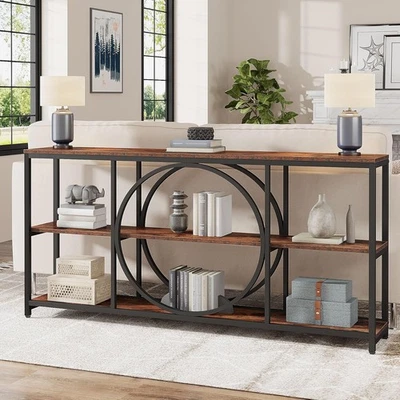 70.9'' Extra Long Console Table with Storage Shelves, 3-Tier Narrow Sofa Table - Image 1 of 4
