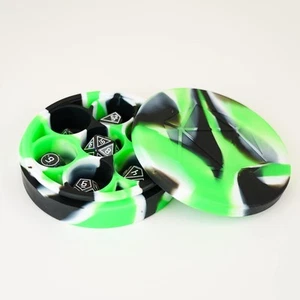 Metallic Dice Games Silicone Round Dice Case: Green/Black/White, Role Playing Ga - Picture 1 of 8