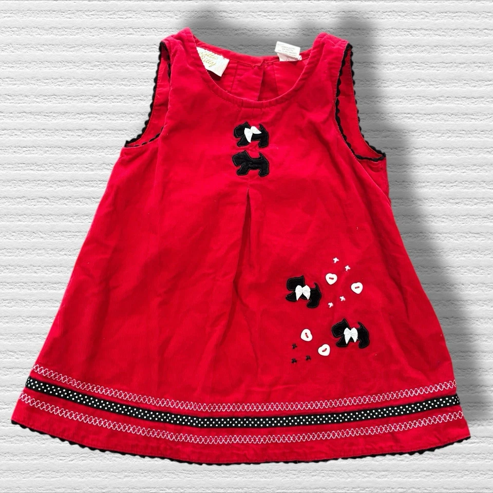 Vestido Vintage Little Bitty Rojo Pana Scotty Perro Talla 18 Meses  Foto 1 de 4