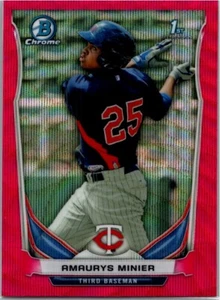 Bowman Chrome #BCP98 2014 Amaurys Minier Prospects refractores de onda rosa #/65 - Imagen 1 de 2