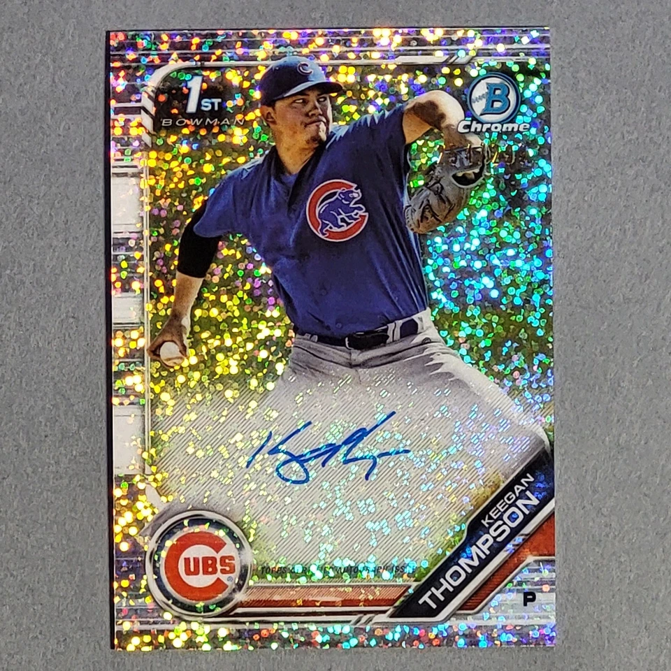 Keegan Thompson 2019 Bowman Chrome Sparkle Refractor #d/299 Autograph RC Cubs - Image 1 of 1