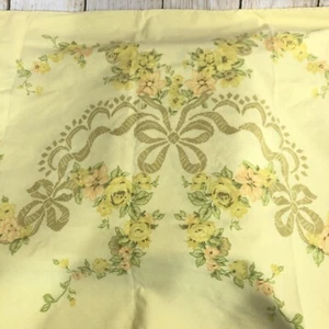 Vtg 70s Percale Twin Flat Sheet w/ Standard Pillowcase Yellow Floral Cottagecore - Picture 1 of 6