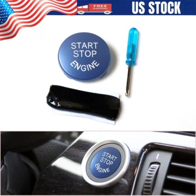 Blue Start-stop Engine Button Replace Cover For BMW E90 E91 E60 E84 E83 E71 Foto 1 de 4