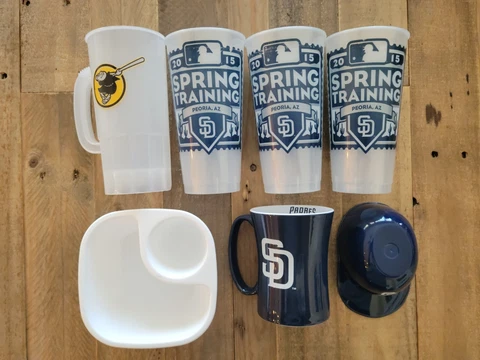 San Diego Padres Souvenir Lot Chip Salsa Bowl Mugs Cups Ice Cream Bowl baseball Cover