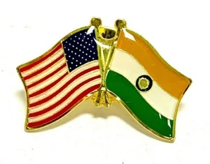 USA India Friendship Flag Pin, Double Flag Lapel - Picture 1 of 1