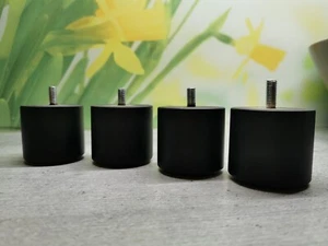 4er Set Buche Schwarz 5cm. Bettfüße Möbelfüße Holzfüße Rundfüße Couchfüße M8 - Bild 1 von 9