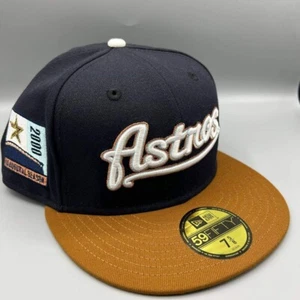 Houston Astros Hat Men 7 5/8 Black Brown 59Fifty New Era MLB Fitted Cap - Picture 1 of 8