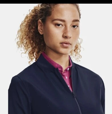 Womans Under Armour Storm Windstripe Full Zip Jacket Medium Navy Blue New - Image 1 of 4