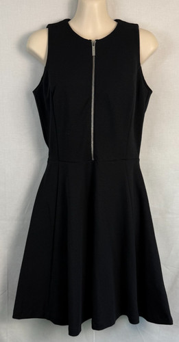 Abito donna Michael Kors nero con zip davanti e cuciture principessa aderente e svasato tg. 4