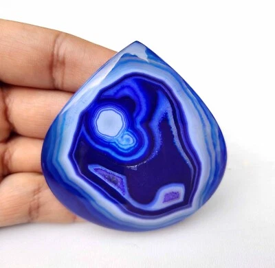 Ágata azul ónix druzy geoda cabujón corazón piedra preciosa natural suelta 186 quilates #6910 Foto 1 de 4