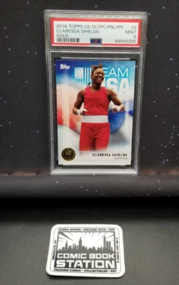 2016 Claressa Shields #2 PSA Mint 9 Gold Topps US Olypc/Prlypc Boxing - Image 1 of 4