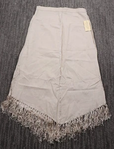 Vintage 90's Asymmetric Fringed Linen Blend Midi Skirt Women's M New w Tag - Picture 1 of 15