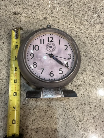 Pottery Barn Art Deco Vintage Style Alarm Clock Silver brushed Nickel Look Cover
