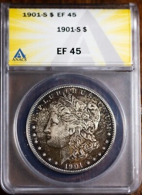 1901-S $1 Silver Morgan Dollar EF 45 ANACS # 7492246 Better Date + Bonus - Image 1 of 2