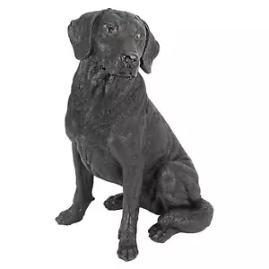 Dog Sculpture Black Lab Statue Garden Front Step Figurine Memorial Grave Stone - Picture 1 of 3