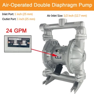 24GPM 115PSI Luftbetriebene Doppelmembran-Transferpumpe 1" Einlass & Auslass - Bild 1 von 14