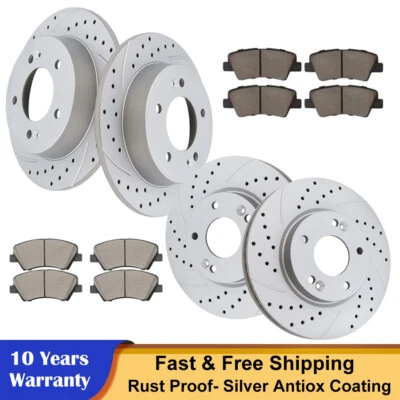 Pastillas de freno rotores perforados delanteros + traseros para Hyundai Elantra Veloster 2014-2016 Foto 1 de 4