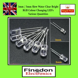3mm 5mm Bright Water Clear Slow Colour Changing RGB LED 1/5/10/20/50 LEDs - Picture 1 of 2