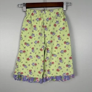 Vintage Hanna Andersson Girls 100 / 4 Capri Cropped Floral Pants Green - Picture 1 of 3