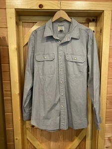 LL Bean Mens XL Shirt Traditional Fit Sunwashed Gray Canvas 270133 Classic Work - Picture 1 of 12