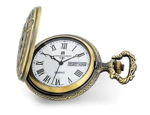 Antique Chrome Finish 2 Horses Pocket Watch - Picture 1 of 4