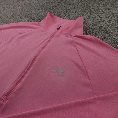 Under Armour Pullover Womens XL Pink HeatGear Sweatshirt 1/2 Zip Gym Workout - Image 1 of 4