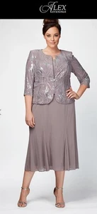 Alex Evenings Sequined  Mock 2 Pc Dress/ Jacket Suit Sz 18~ Beautiful- - Picture 1 of 12