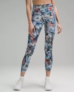 "Lululemon Mujer 6 Leggings Rápidos y Gratis Tiro Alto Estampado Floral 25"" Ropa Activa Usada en Excelente Condición" - Imagen 1 de 12