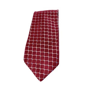 Ike Behar for Nieman Marcus100% Silk Luxury Red Necktie Geometric Pattern EUC - Picture 1 of 5