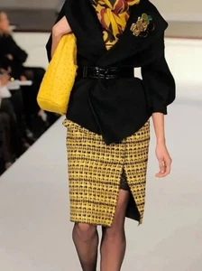 OSCAR DE LA RENTA RUNWAY TWEED BLEISTIFTSTIL MIT SCHLITZ ROCK GRÖSSE 8 - Bild 1 von 10