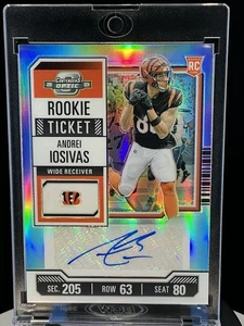 2023 Contenders Optic Andrei Iosivas Silver Prizm Rookie Ticket RC Auto Bengals - Picture 1 of 13
