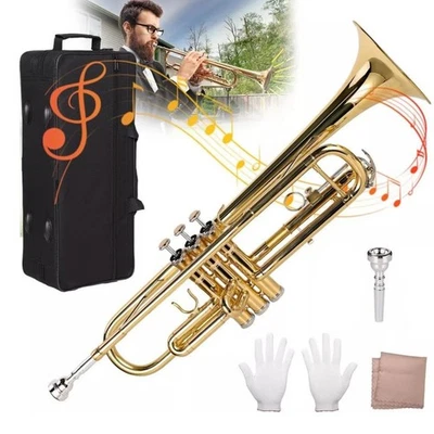 Brass Standard Trumpet Set for Beginner Instrument with 7C Mouthpiece and Case - Image 1 of 4