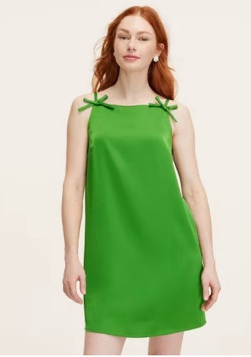 Abito Kate Spade x Target verde mini tank shift con fiocchi tg 1X nuovo con etichette limite. Ed.