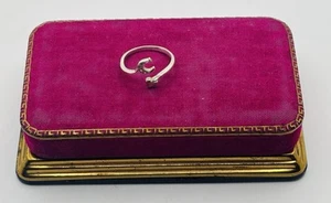 Vintage Sterling Silber 925 Halbmond Mond & Sterne Zirkonia Ring Größe 9 - Bild 1 von 12