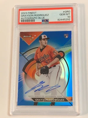 2023 Finest Autograph Blue Refractor #GRO Grayson Rodriguez RC /150 - PSA 10 Gem - Image 1 of 3