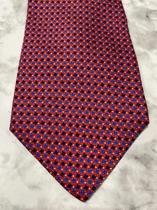 Corbata de Colección Tommy Hilfiger Estampado Geométrico Rojo Seda Estampada Hecha en Italia EE. UU. - Imagen 1 de 13