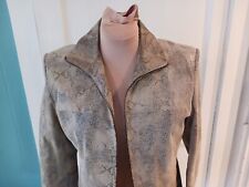 Mix It Moto Jacket 100% Leather Beige Tan Snake Print Zip Collar Lined Size M