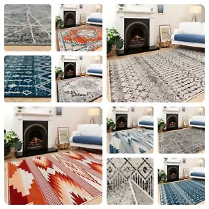 Tappeti moderni grandi soggiorno camera da letto economici design azteco tappetini grigio arancione - Foto 1 di 39
