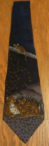 WWF Leopard & Cubs Necktie Tie 100% Silk World Wildlife Fund Made In USA - Picture 1 of 9
