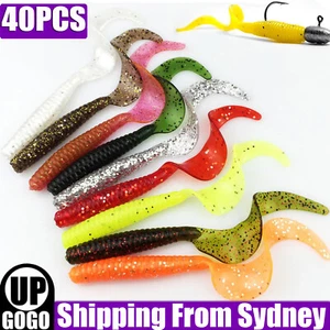 40pcs Soft Plastic Bream Fishing Lures Curly Tackle Bass Cod Tail Lure Bream AUS - Picture 1 of 12