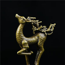 1x Mini Brass Deer Figurine Animal Statue Cute Handmade Sculpture Craft Ornament