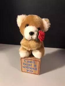 Oso en un bloque de Paula - Oso con rosa y mensaje vintage 1985 - Imagen 1 de 5