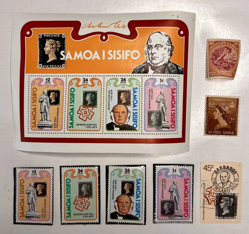 Sello de recuerdo y Sir Roland Hill 1979 de Samoa #BA102 Foto 1 de 1