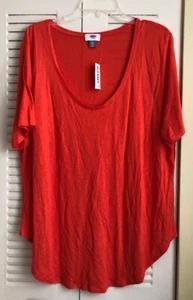 Old Navy NWT XXL Scoop Neck Women's Orange Short Sleeve Casual Shirt - Picture 1 of 6