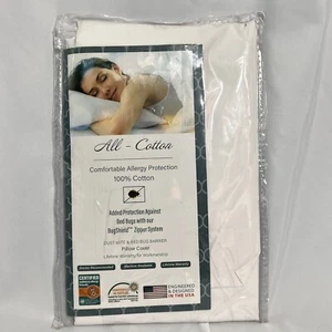 National Allergy Premium 100% Cotton Zippered Pillow Protector - Queen Size - Picture 1 of 6