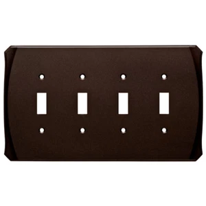 Bronze Quad Toggle Wall Plate Quad Switch Plate Cocoa - Picture 1 of 2